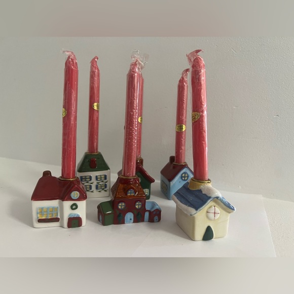 Other - Tiny Ceramic Candle Village by Bonnie Lynn for Russ